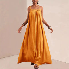 Solid Color Spaghetti Strap Loose Maxi Dress