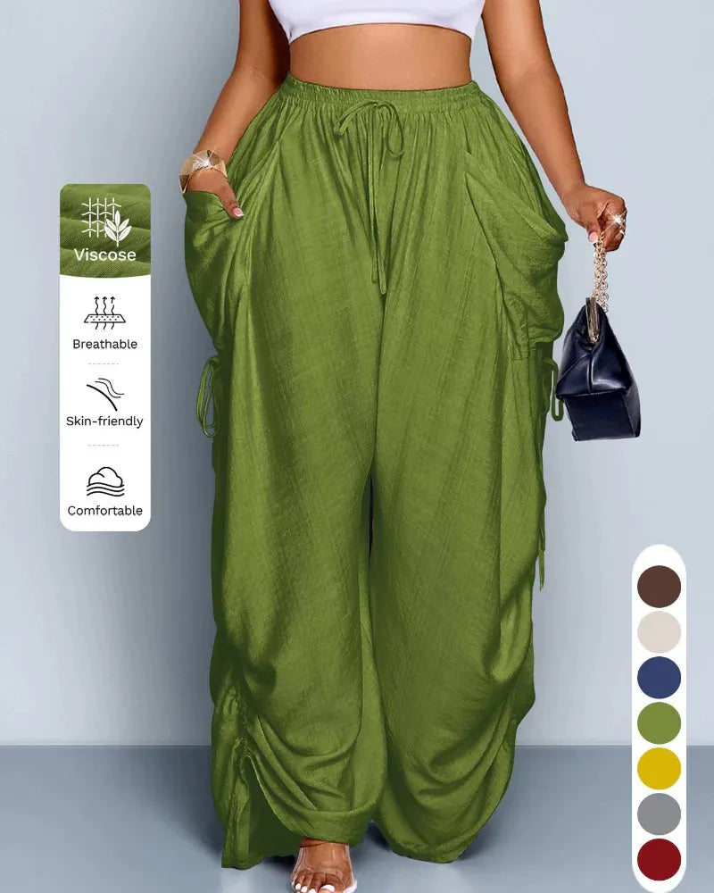 Plus Size High Waisted Wide Leg Pants