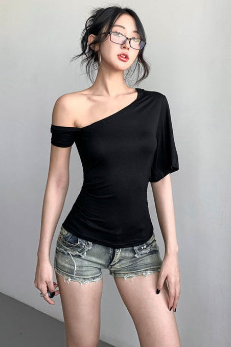 Slash Neck Off Shoulder Top Tee