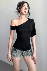 Slash Neck Off Shoulder Top Tee