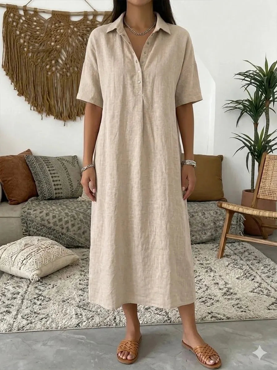 Linen Blend Shirt Dress