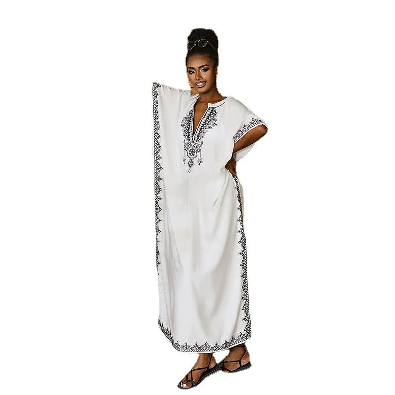 Embroidered Kaftan Maxi Dress