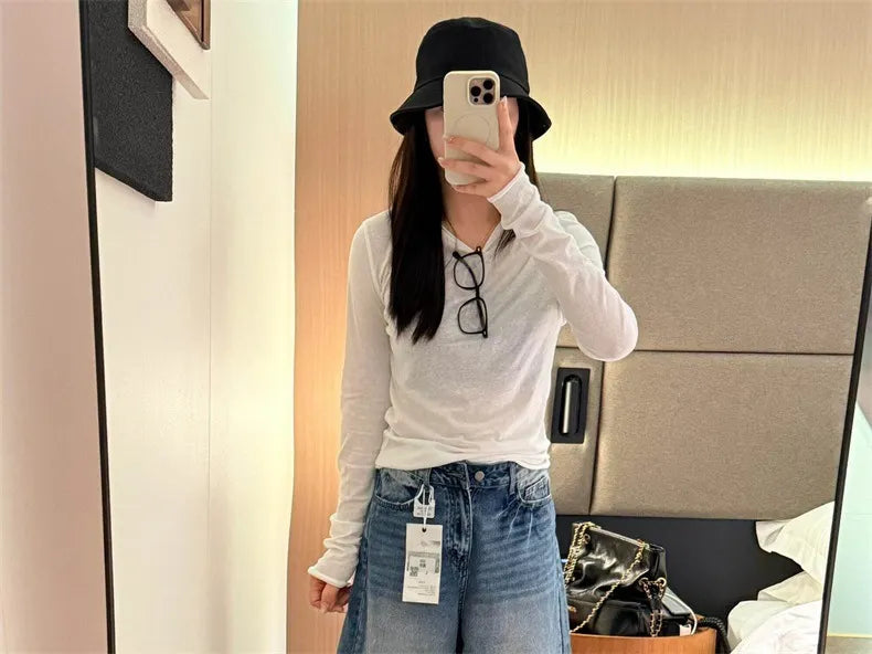 High Waist Cropped Straight Leg Jeans