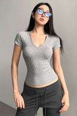 V-Neck Short Sleeve Top Tee