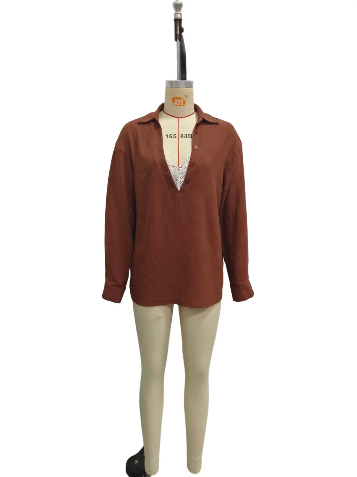 Lapel Solid Brown Non-Stretch Oversized Long Sleeve Casual Shirt