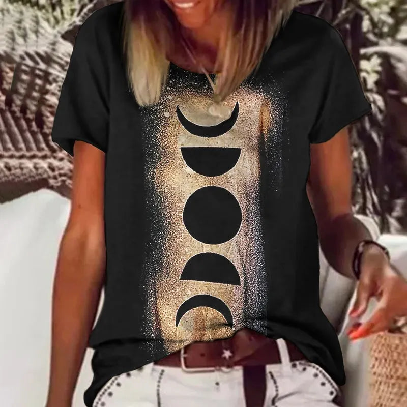 Halloween Skull Face Print Crew Neck Short Sleeve T‑Shirt