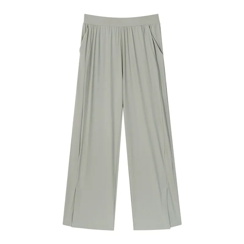 Matching Flowy Linen Pants Elastic High Waist Straight Loose Long Casual Daily Outfit Pants