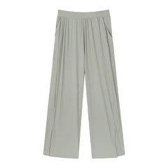 Matching Flowy Linen Pants Elastic High Waist Straight Loose Long Casual Daily Outfit Pants