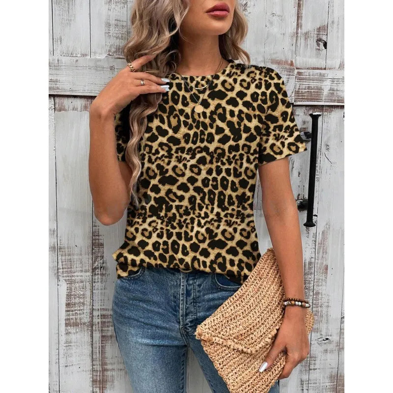 Halloween Western Cowboy Cactus Print Crew Neck Short Sleeve T‑Shirt