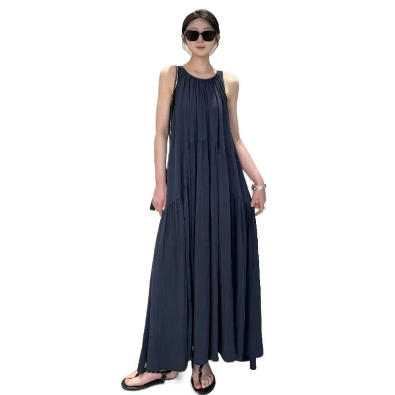 Halter Sleeveless Tiered Loose Flowy Maxi Dress