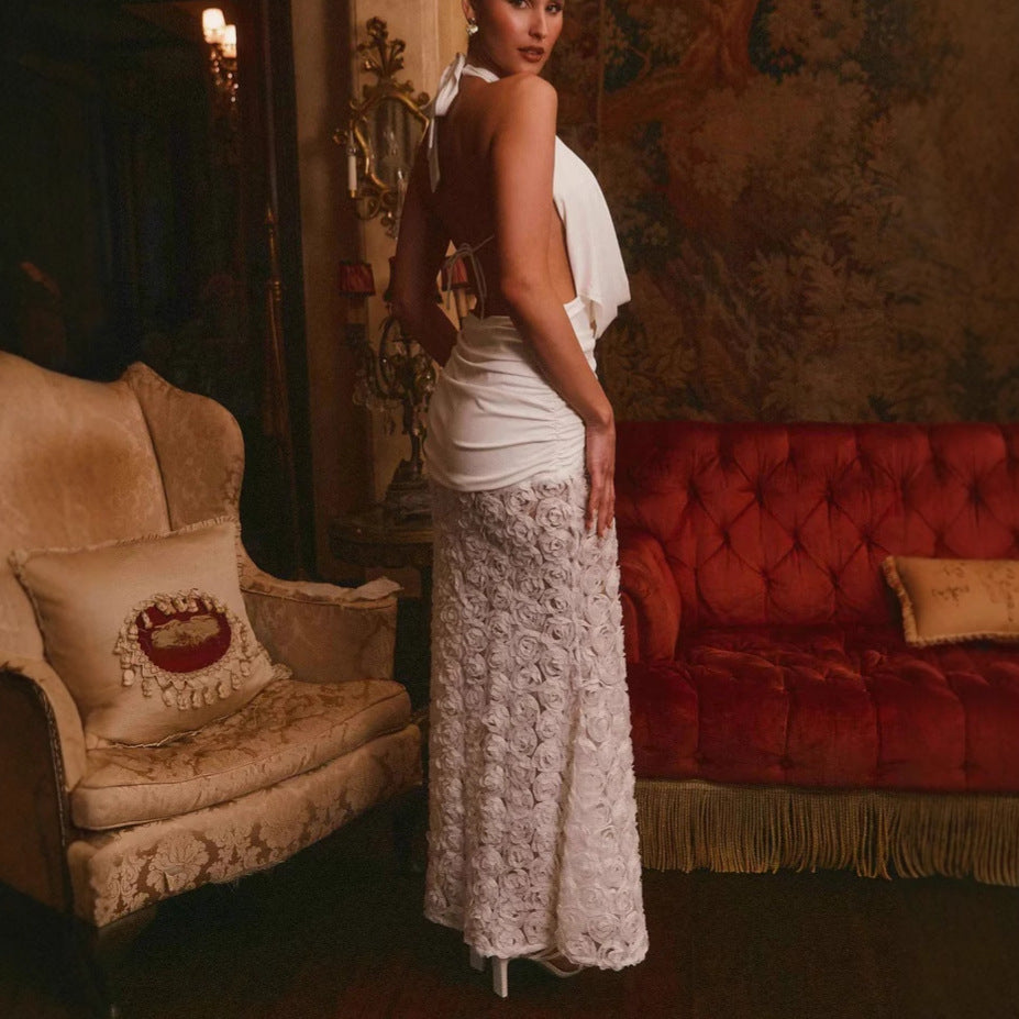 Halter Neck Floral Maxi Dress