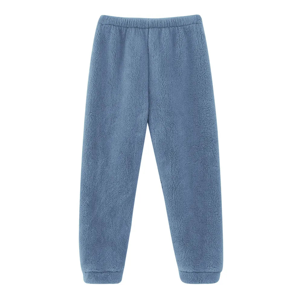 Elastic Waist Fluffy Purple Loungewear Sleep Pants