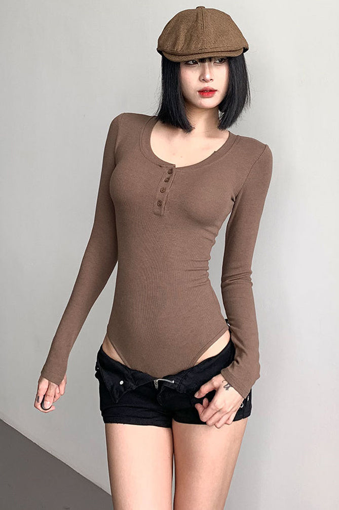 Long Sleeve Bodycon Bodysuit Swimsuit