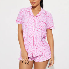 Cross-border pajamas summer strips basic short-sleeved shorts casual loungewear two-piece nightwear