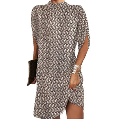 Floral Print High-Neck Batwing Sleeve Dress