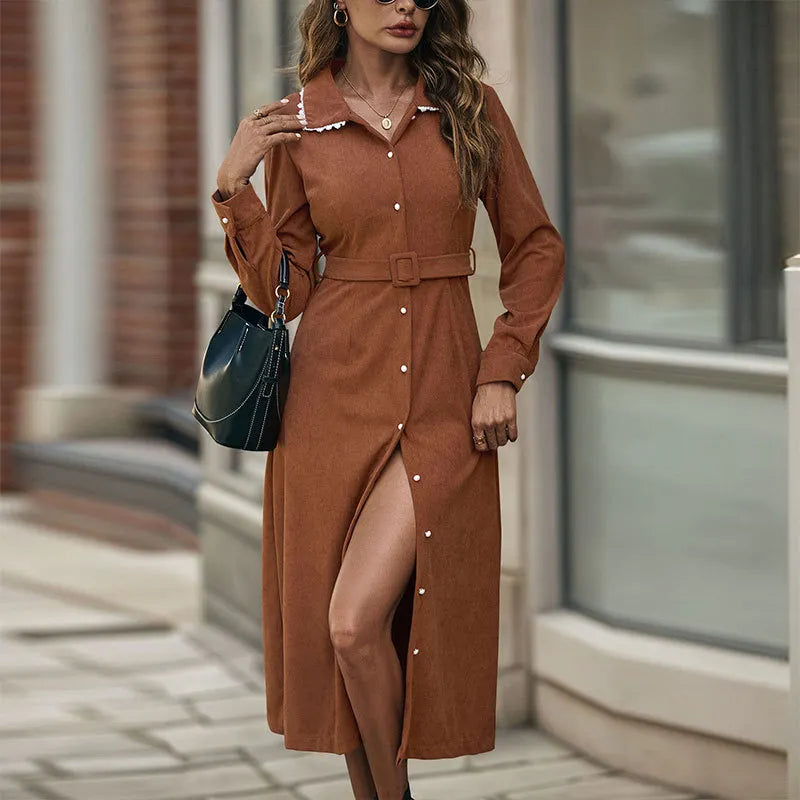 Brown Suede Shirt Dress