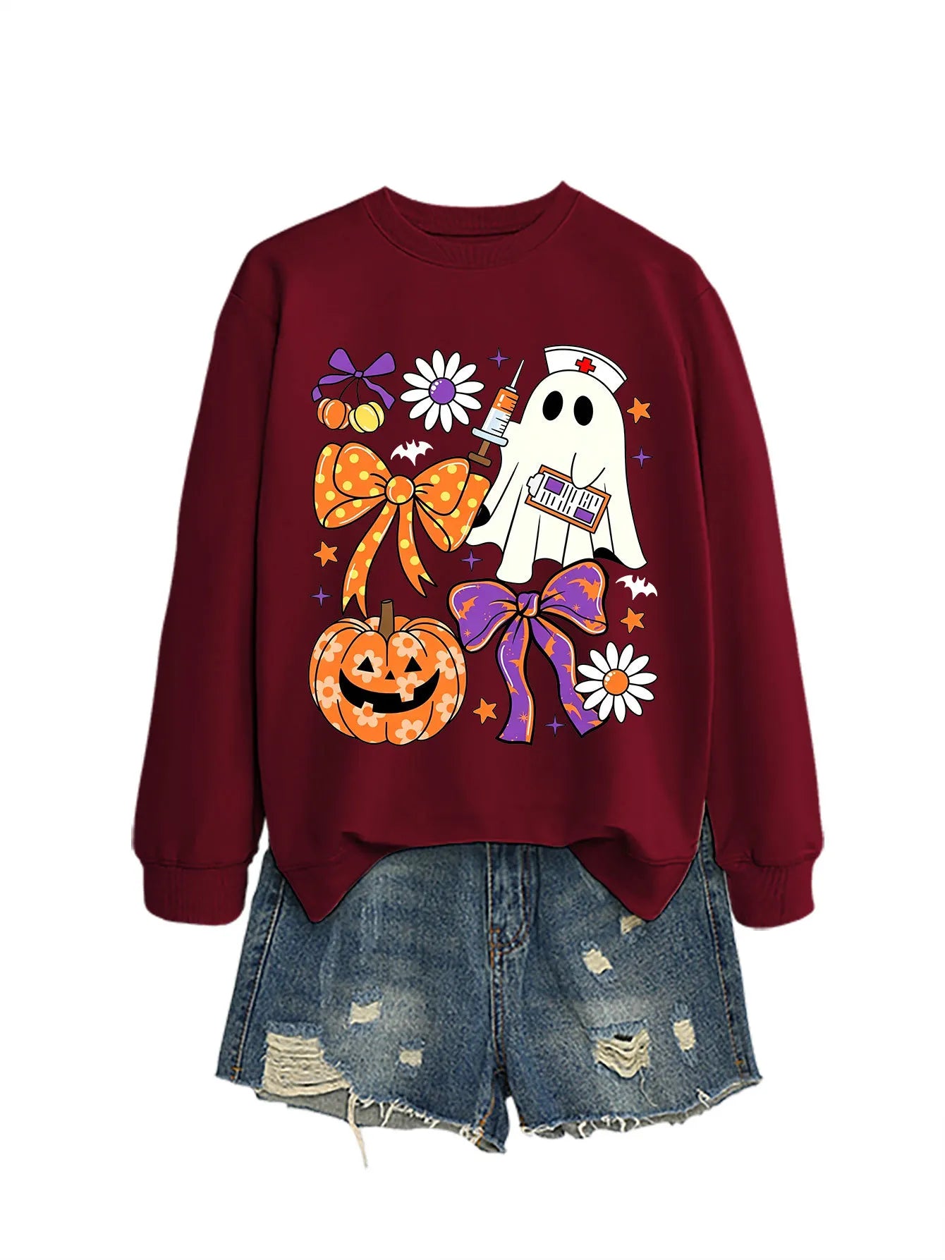 Nurse Ghost Halloween Crewneck Sweatshirt