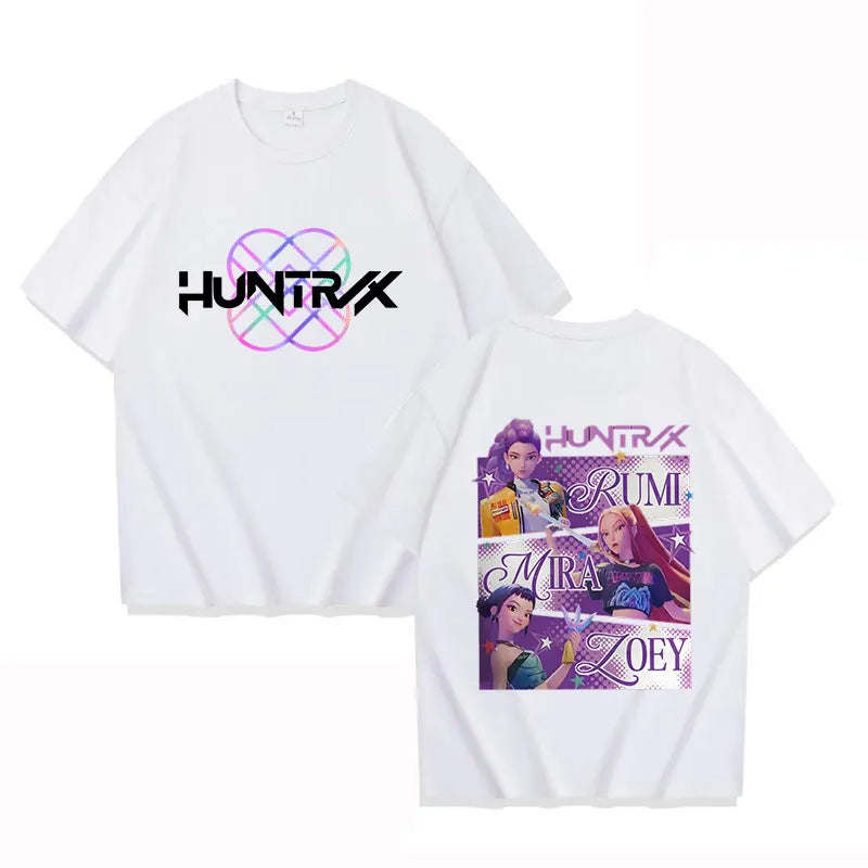 Anime Cartoon Double Sided Print Round Neck Short Sleeve Modal Oversized T-Shirt