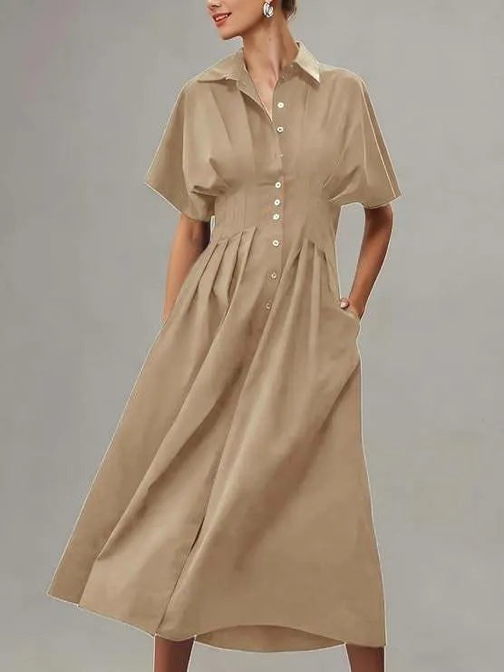 Button Front Shirt Midi Dress