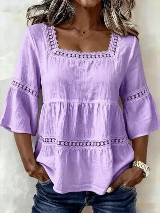 Square Neck Lace Crochet Blouse