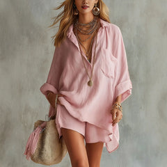 Lapel Loose Long Sleeve Shirt