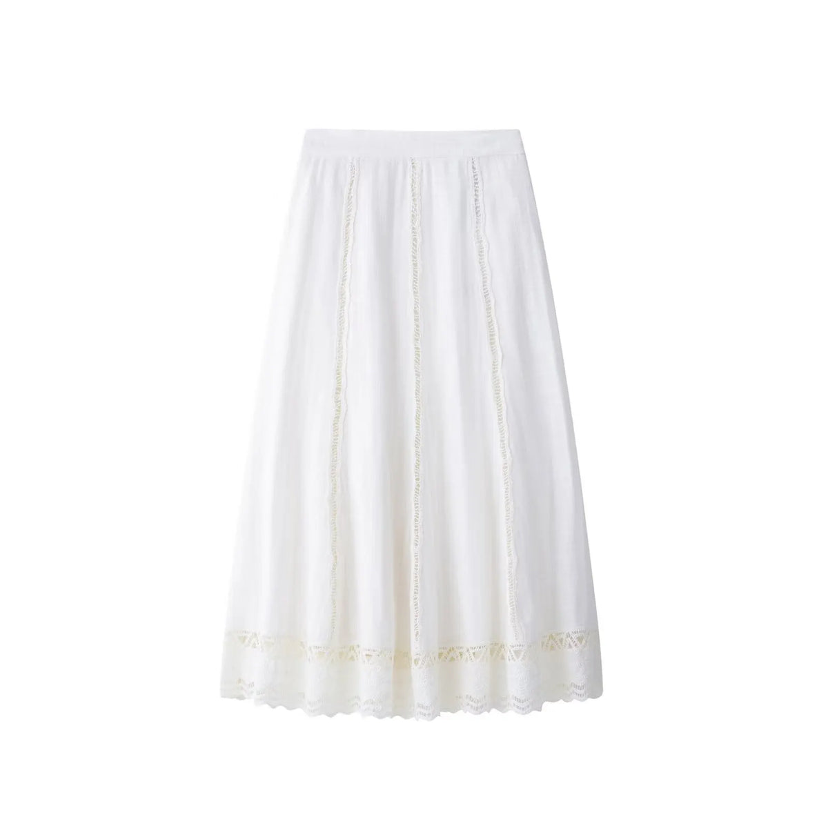 Lace Cutout Half Sleeve Crop Blouse & Midi Skirt Two Piece Set