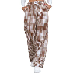 Gingham High Waist Wide Leg Pants