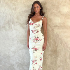 Floral Print Satin Maxi Dress