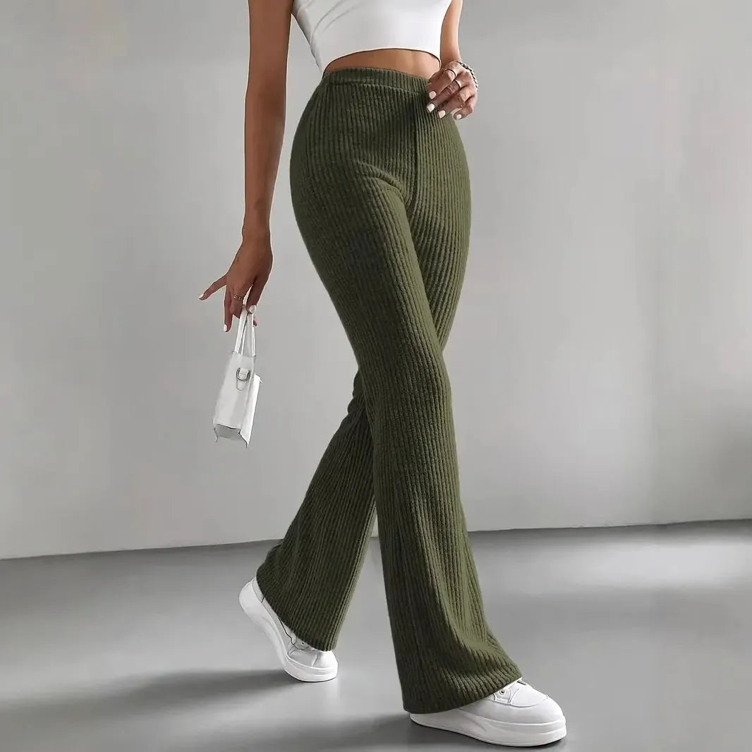 Ribbed Knit Flare Pants