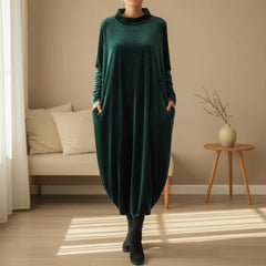 Elegant Loose-Fit Long Sleeve Maxi Dress
