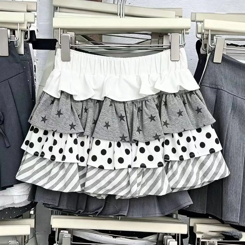 Plaid Tiered Ruffle Mini Skirt
