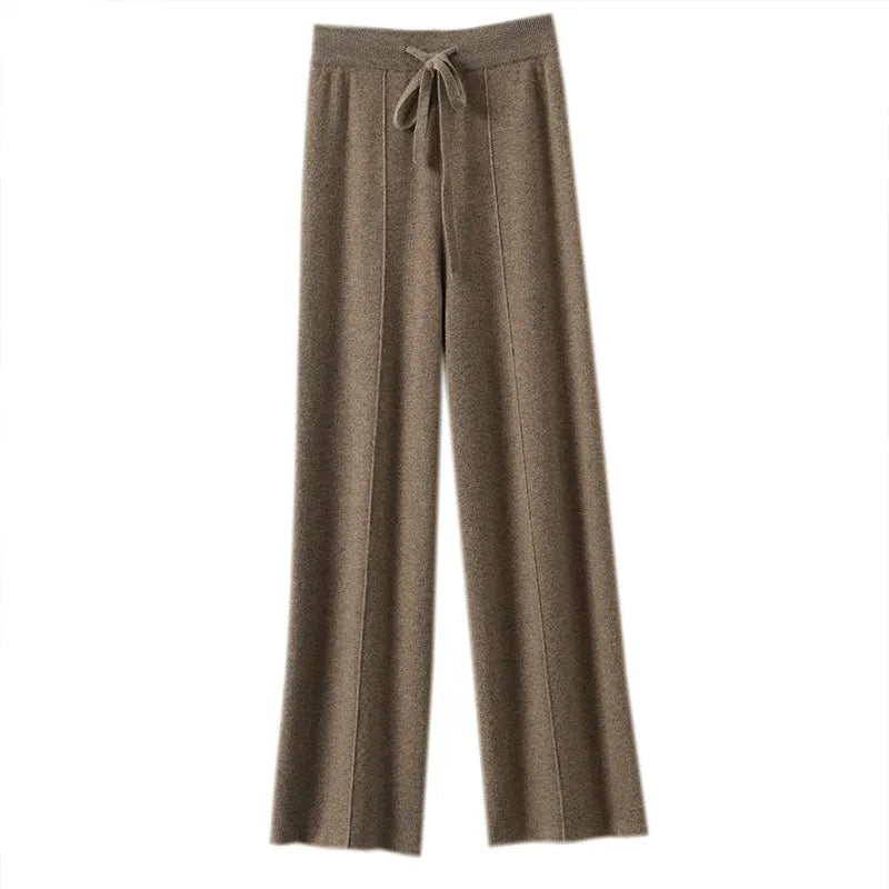 High‑Waist Knit Wide Leg Pants