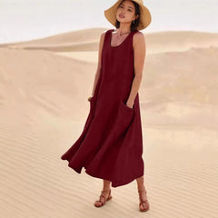 Sleeveless Loose Long Maxi Dress With Pockets