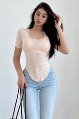 Short Sleeve Ruffle Top Tee