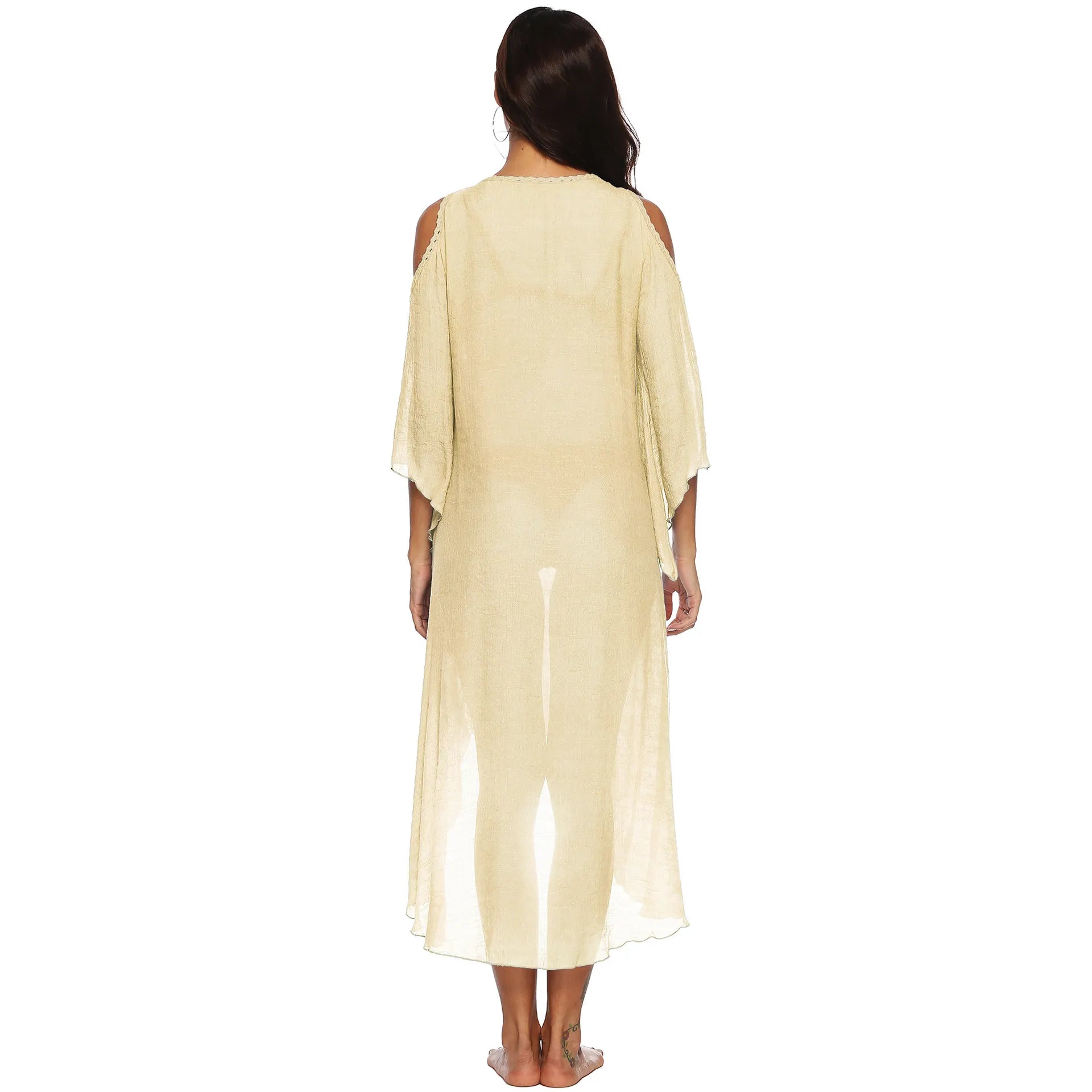 Colorful Crochet Irregular Cold Shoulder Cover-Up Dress