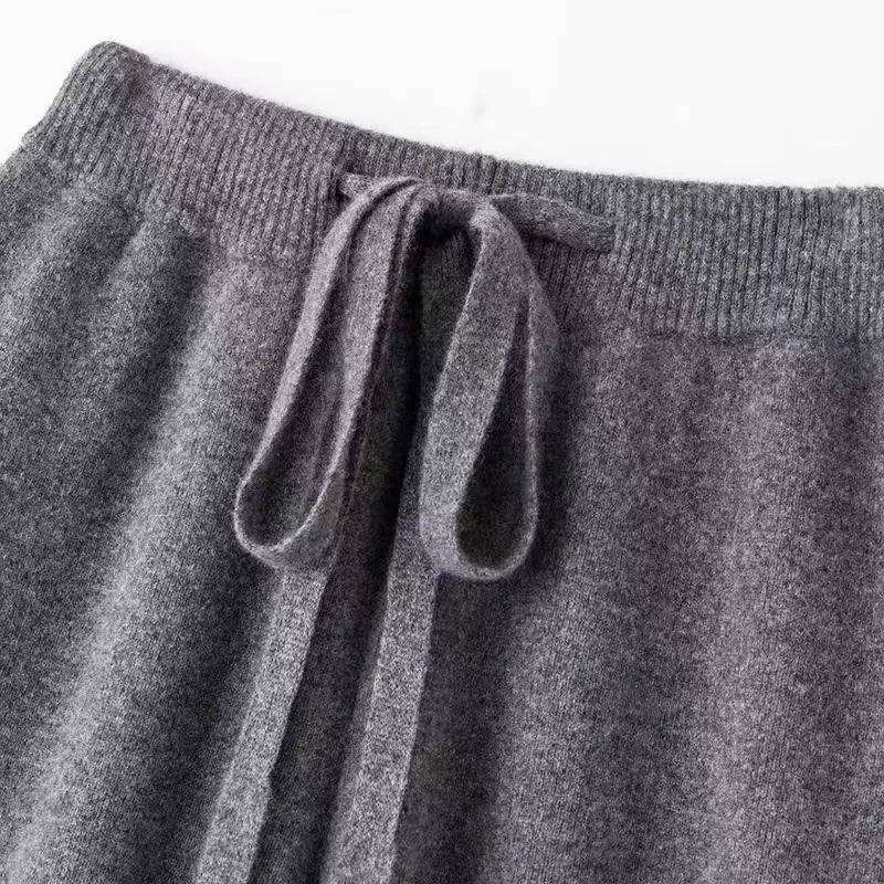 High‑Waist Knit Wide Leg Pants