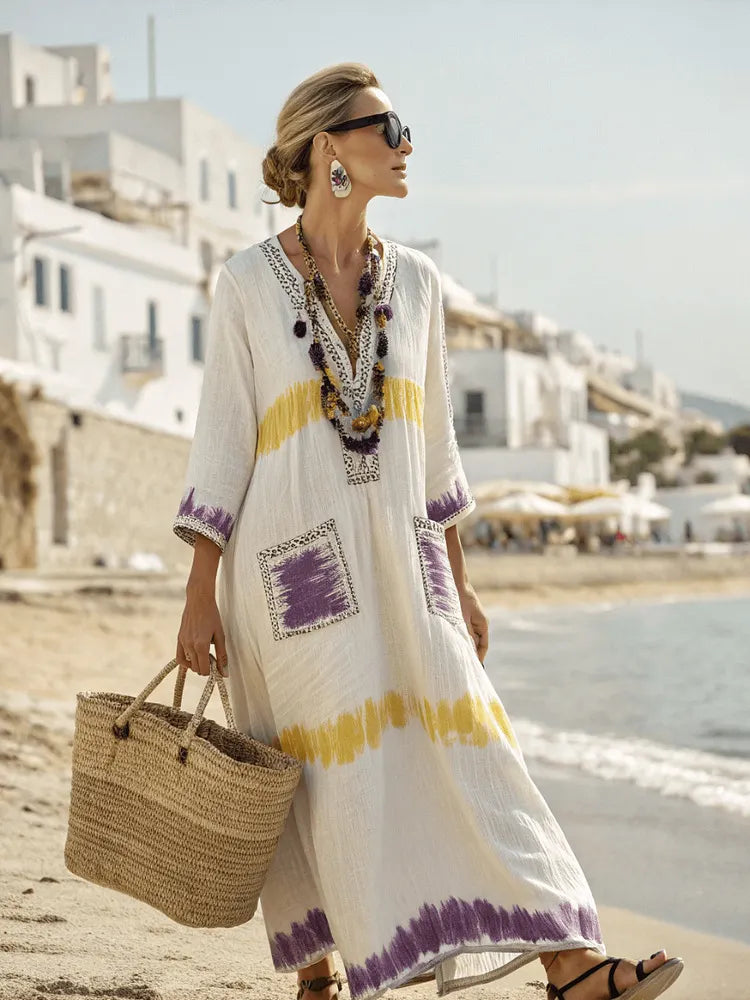 Striped Caftan Maxi Dress