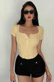 Tight Curved Hem Top Short Sleeved T-Shirt