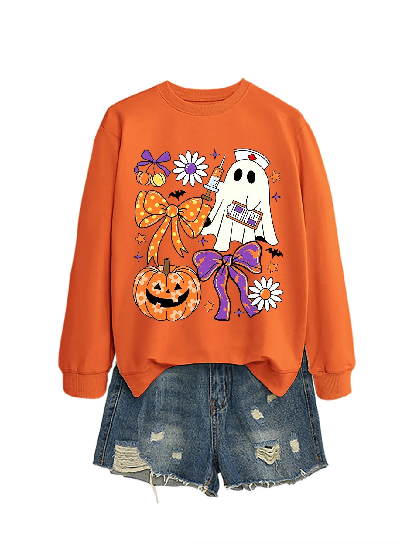Nurse Ghost Halloween Crewneck Sweatshirt