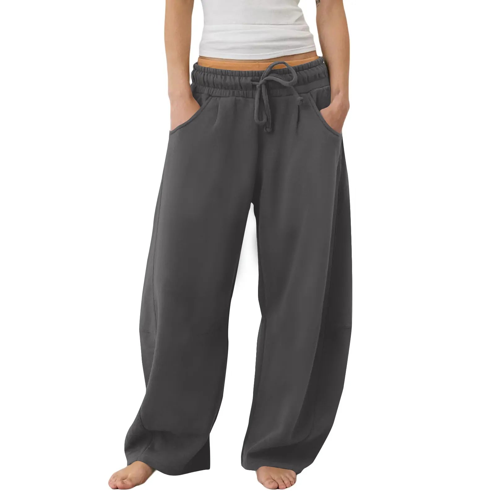 Mid Waist Drawstring Loose Sweatpants