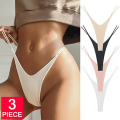 3PCS/Set Low Waist Thong Pantie Seamless Thin Rope Underwear Female G String Lingerie Temptation