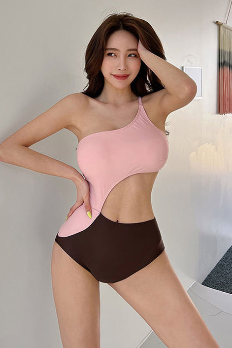 Irregular Hollow One-Shouldered One Piece Swimwear Bikini Swimsuit