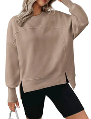 Oversized Side Slit Crewneck Sweatshirt