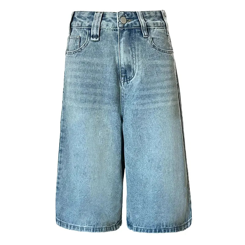 Solid White High Waist Cropped Wide Leg Jeans