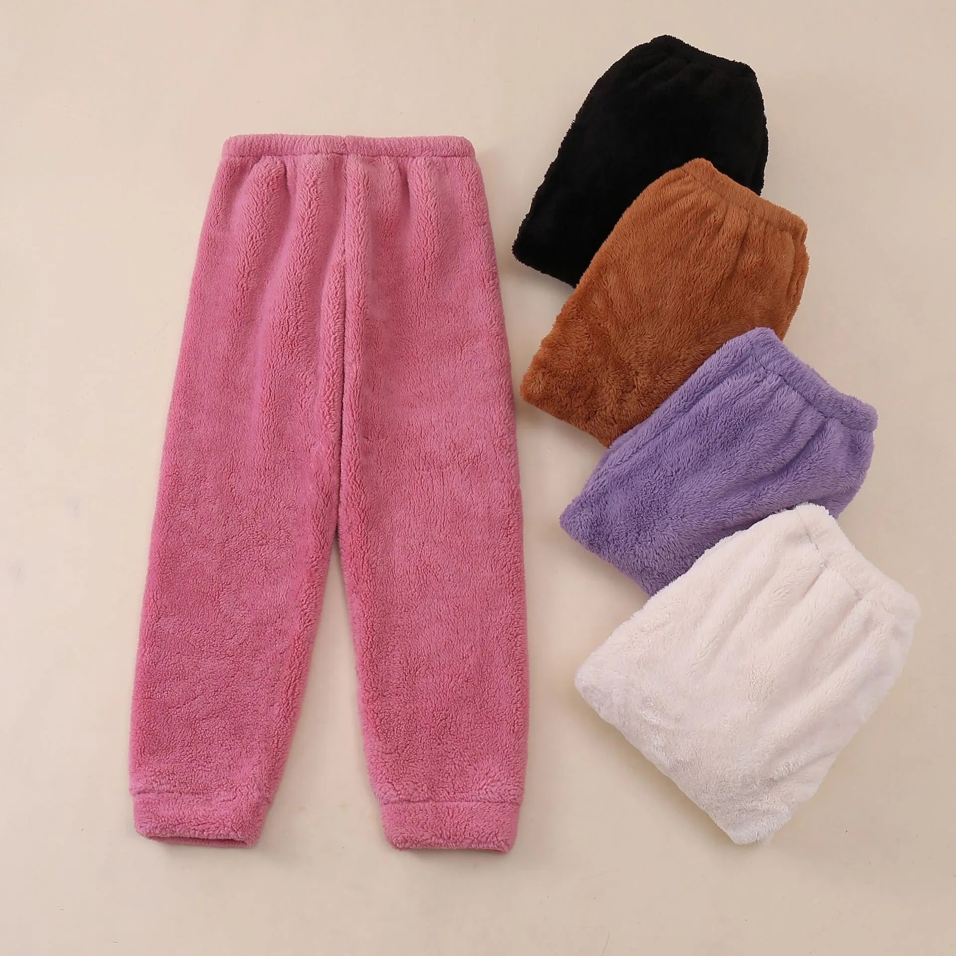 Elastic Waist Fluffy Purple Loungewear Sleep Pants