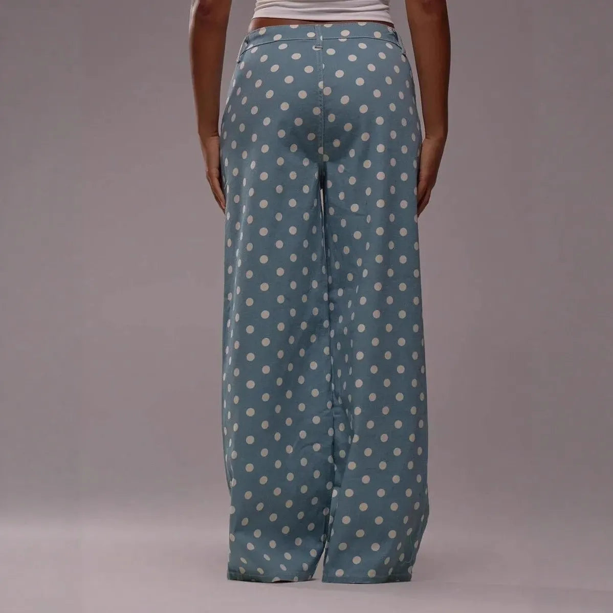 Polka Dot High Waist Straight Wide Leg Pants