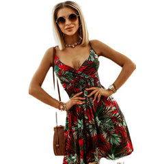 Floral Print V-Neck Midi Dress