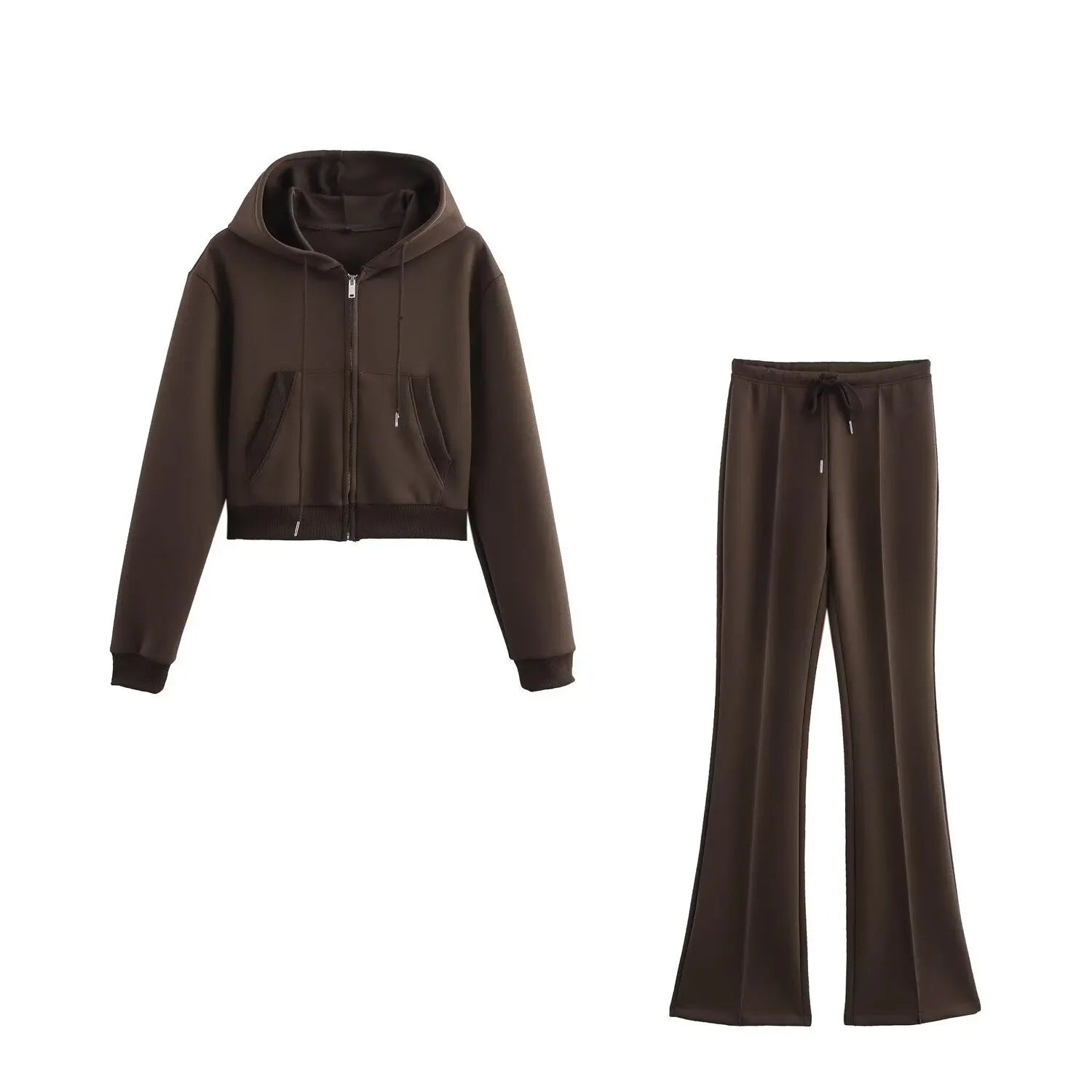 Cropped Hoodie & Flare Sweatpants Set