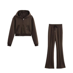 Cropped Hoodie & Flare Sweatpants Set