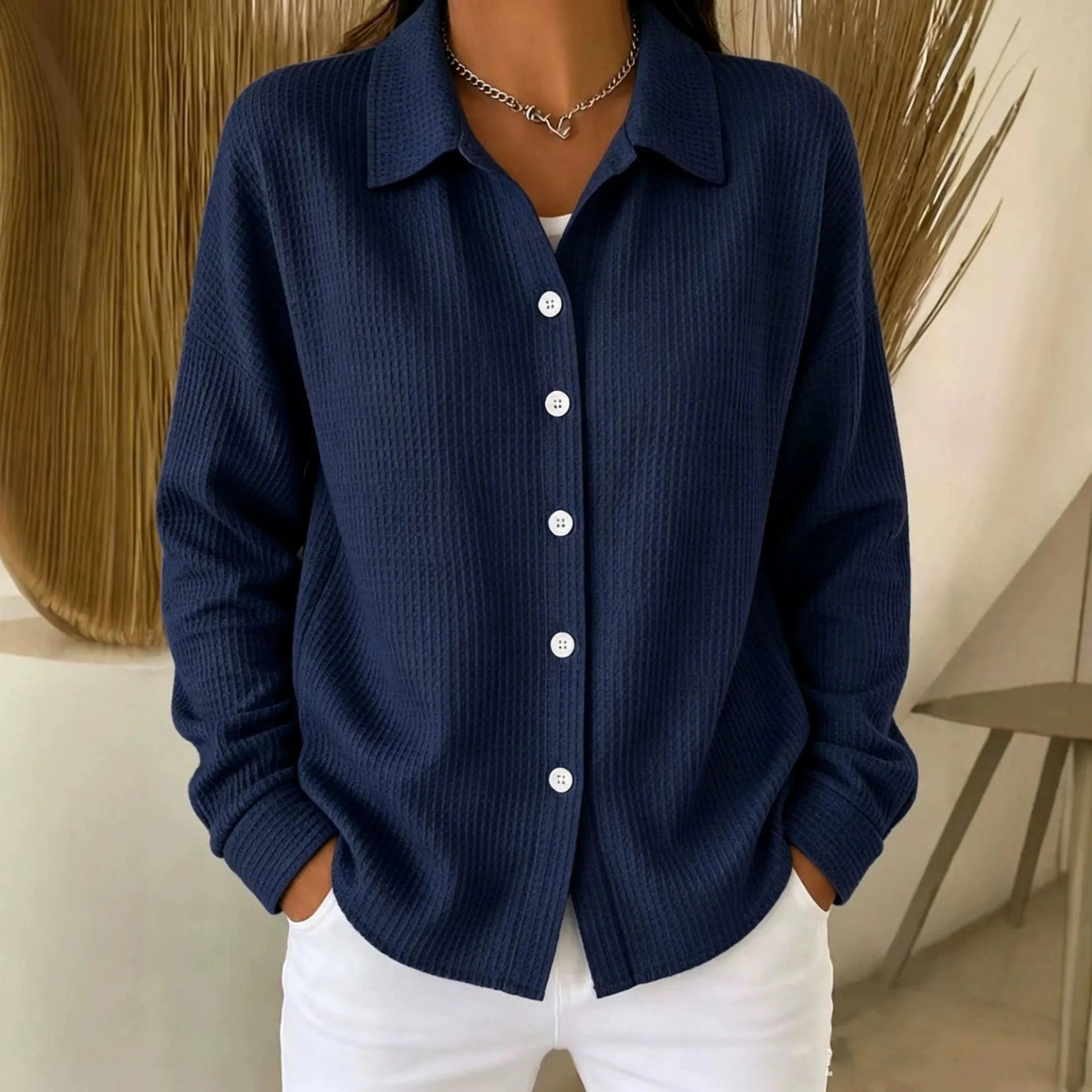 Solid Color Lapel Shirt